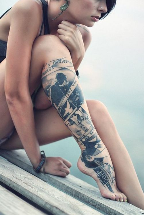 girl tattoo leg designs