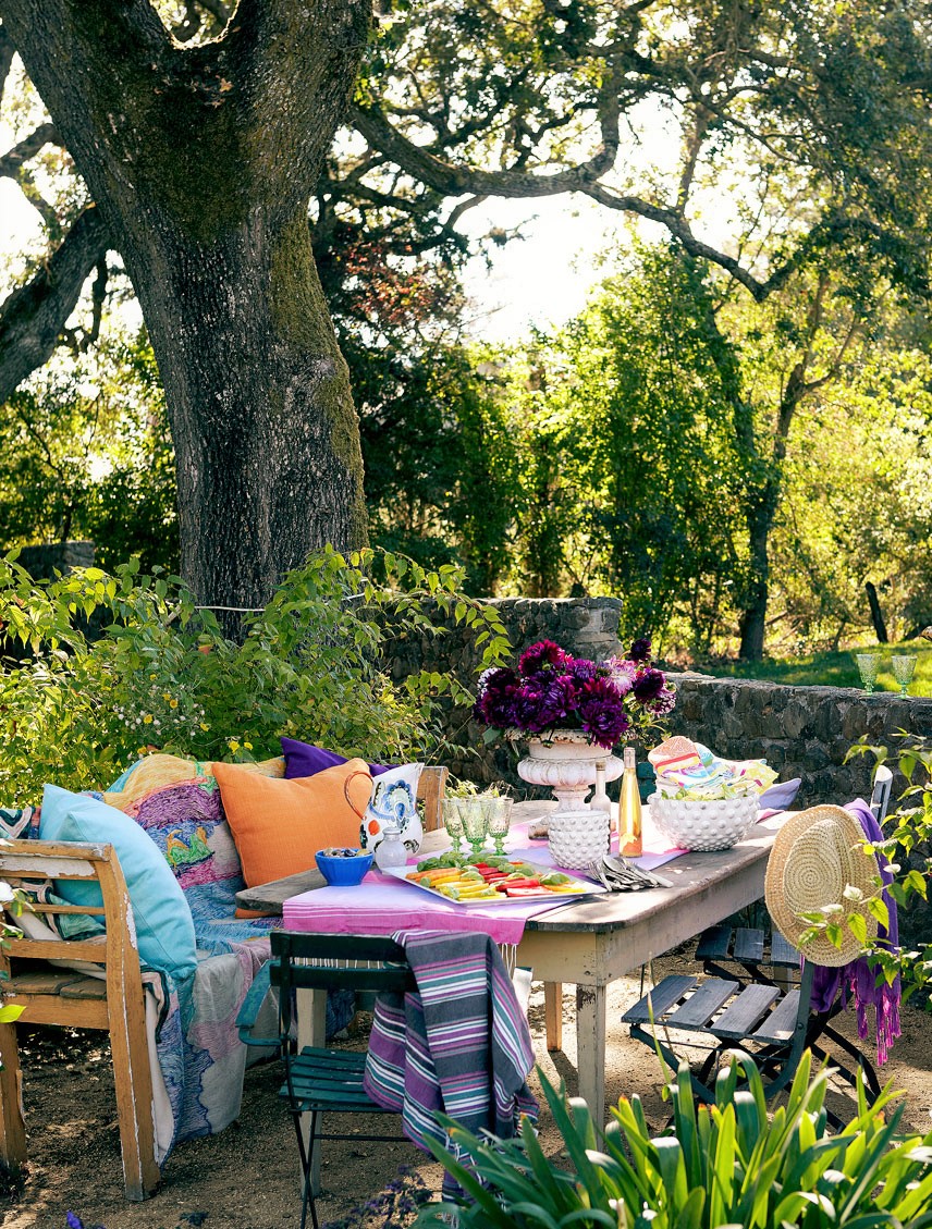 colorful outdoor dining table