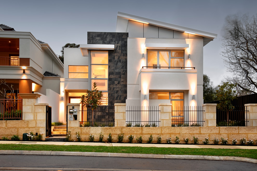 exterior Contemporary house designs with diffused lighting double storey