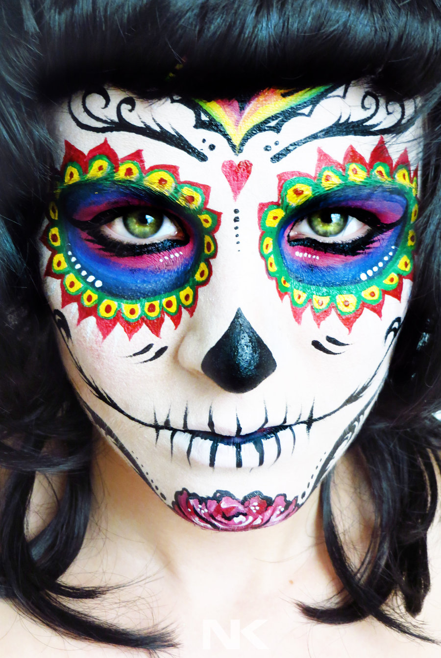 Sugar Skull Colorful Face Paint Halloween Makeup Ideas