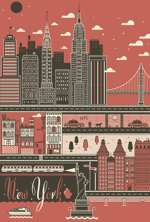 city illustration poster