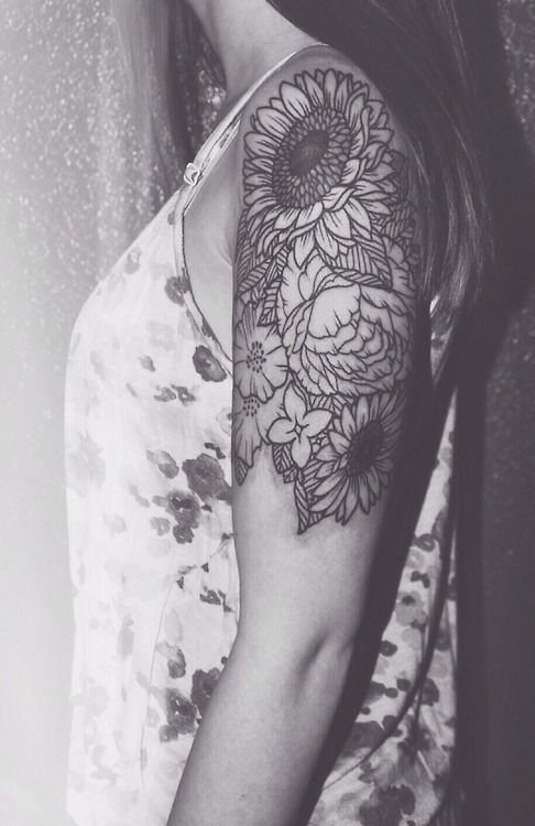 Floral half sleeve tatto design