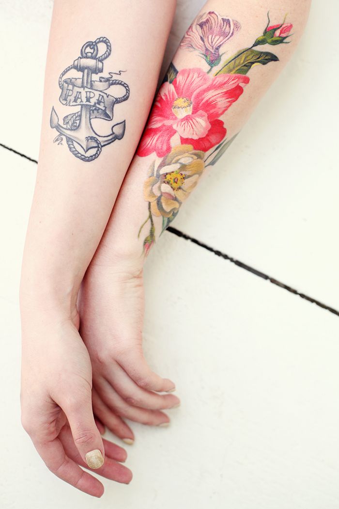 floral color tattoo ideas