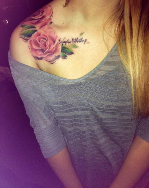 girl tattoos on front shoulder