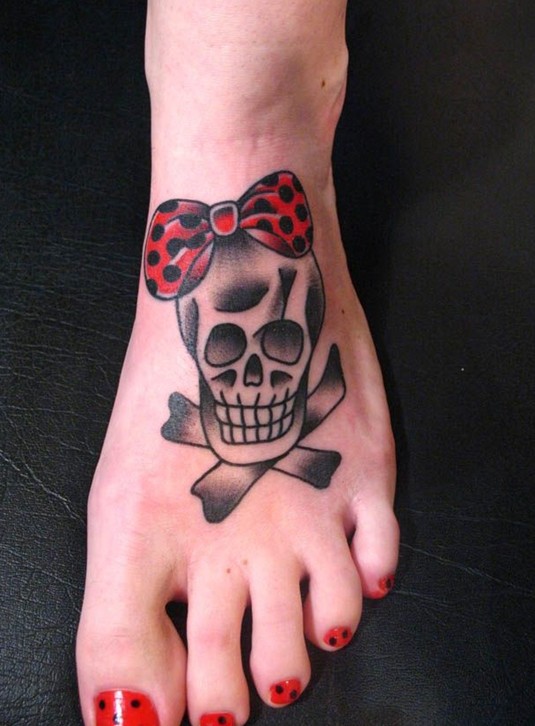 Cute Skull Tattoo on Foot