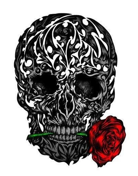 Rose and skull tattoos designs
