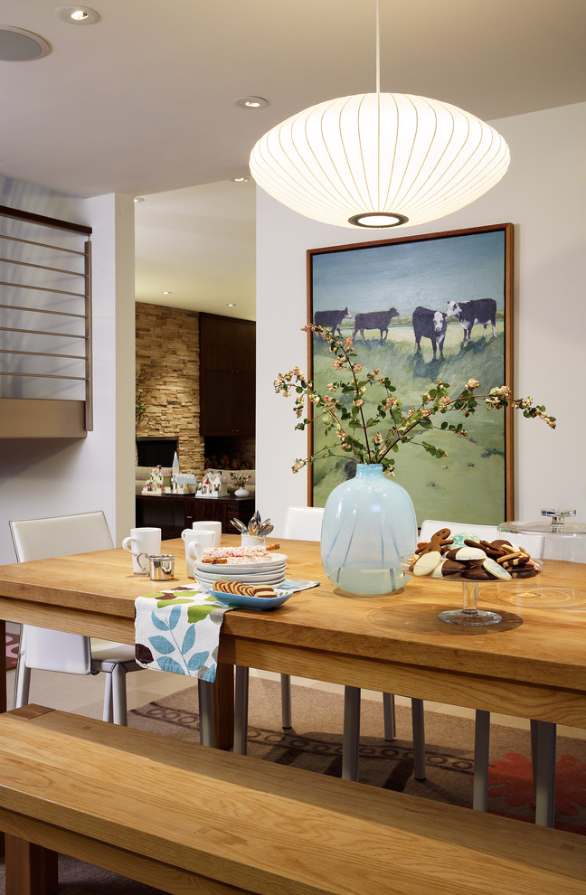 midcentury dining room in San Francisco with white walls