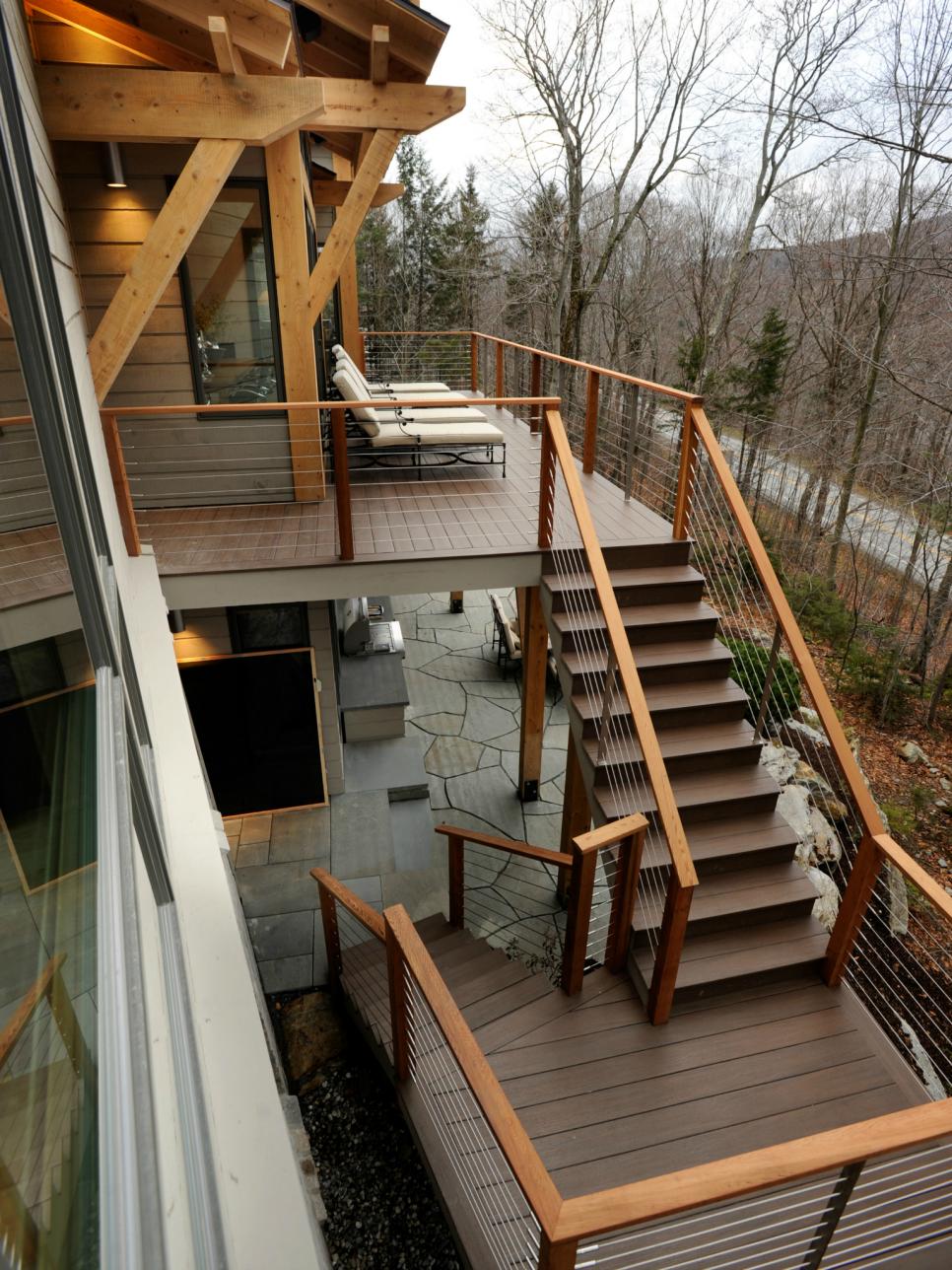 wood deck stairs terrace