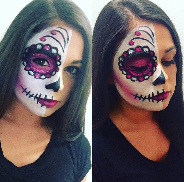 Half Face Beauty Halloween Sugar Skull Makeup ideas