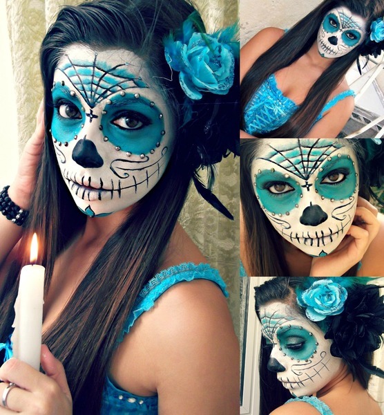 halloween makeup ideas pretty skullcandy blue rose