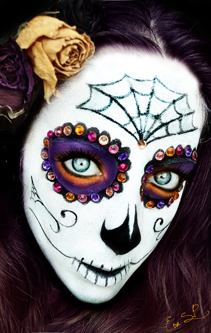 sugar skull white halloween makeup